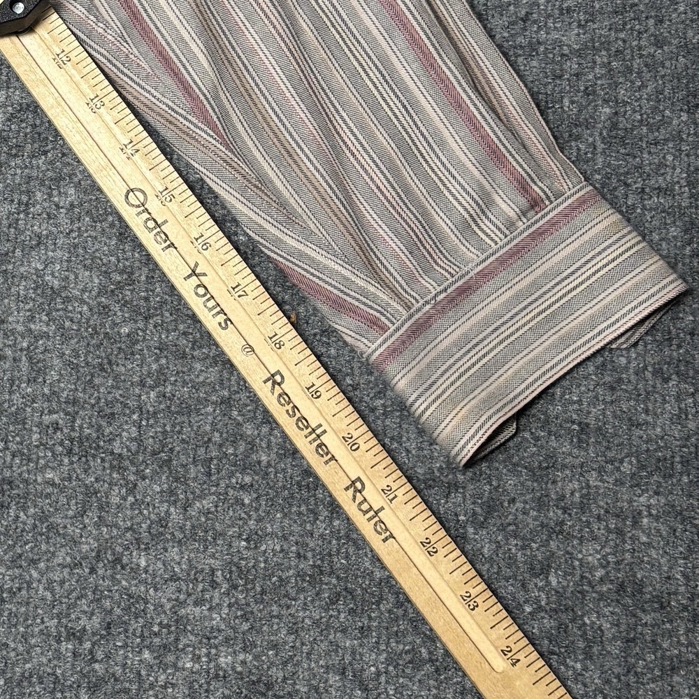 Ruff Hewn Button Down Shirt Men's L‎ Classic Fit Tan Striped Cotton NPL 16/16.5 - Picture 15 of 16